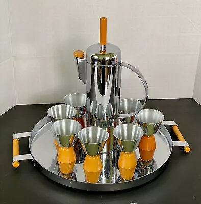 Vintage Revere Chrome Sheridan 8 Cup Cocktail Set Art Deco 1938-41 Gorgeous! • $4695