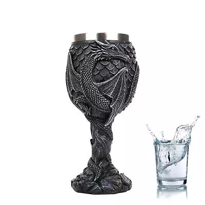 Stainless Steel Medieval Dragons Wine Goblets Chalice Daily Drinking Party Decor • $37.94