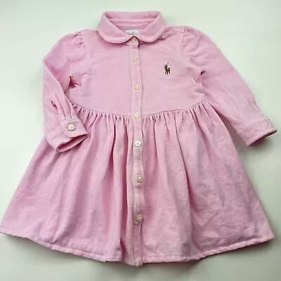 Girls Size 0 Ralph Lauren Pink Cotton Polo Shirt Dress EUC • $27.45