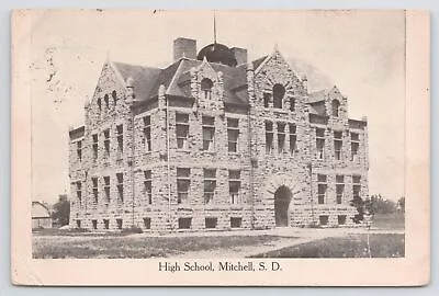 Mitchell South Dakota~High School Building~c1910 B&W Postcard • $3