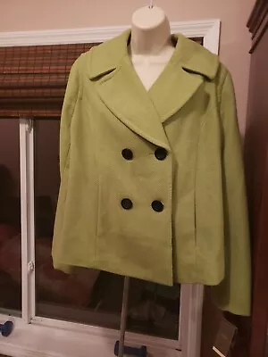 Women's Merona Double Buttoned Wool Blend Green Peacoat Jacket Size XXL NWT • $17