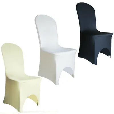 £19.97 • Buy 50/100pcs White Chair Covers Spandex Lycra Chair Cover For Wedding Party Banquet