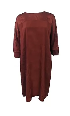 MARINA RINALDI Rust Satin Data Shift Dress Size 20W/29 NWD • $75.99