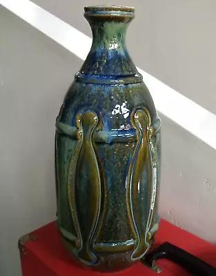 60's Mid Century Modern Ceramic Blue Green Brown Drip Glaze Table Lamp Base • $47.80