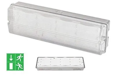 3 Hours Non Maintained LED Emergency Bulkhead Fire Exit Light Fitting IP65 Lamp • £17.88