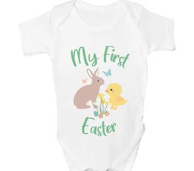£6.99 • Buy My First Easter Baby Grow 1st Bunny Chick Bodysuit Vest Babygrow Gift