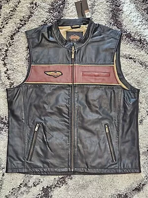 NEW Harley Davidson Mens 2XLarge 120th Anniversary Leather Black Motorcycle Vest • $199.99