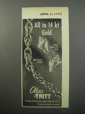 1955 Olga Tritt Jewelry Advertisement - All In 14 Kt Gold • $19.99