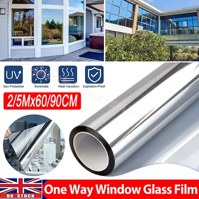 One Way Mirror Window Film UV Reflective Privacy Tint Foil Home Glass Sticker H • £5.94