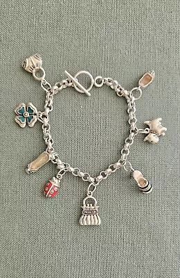 Vintage Armbrust Sterling Silver Charm Bracelet Purses Shoes Dog Shamrock 7.5    • $69.99