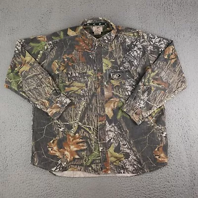 Vintage Mossy Oak Shirt Mens Extra Large Green Camo Long Sleeve Button Up Hunt • $29.95