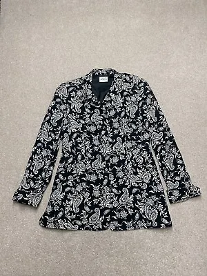 Caroline Charles Thick Coat Black/White Paisley Jacket Size UK 14 Women's • £29.99