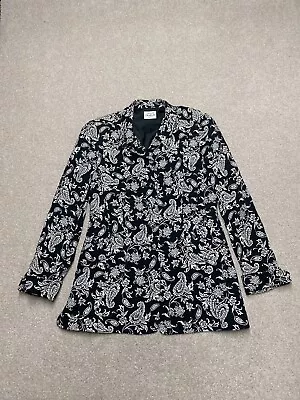 Caroline Charles Thick Coat Black/White Paisley Jacket Size UK 14 Women's • £24.99