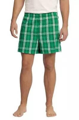 District - Young Mens Flannel Plaid Boxer - Kelly Green - Medium • $13.95