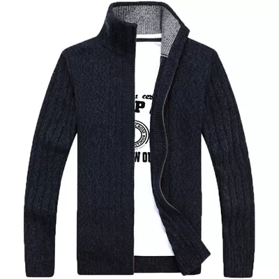 Men's Cashmere Sweater Coat Winter Casual Sweater Knitting Cardigan Jacket • $53.09