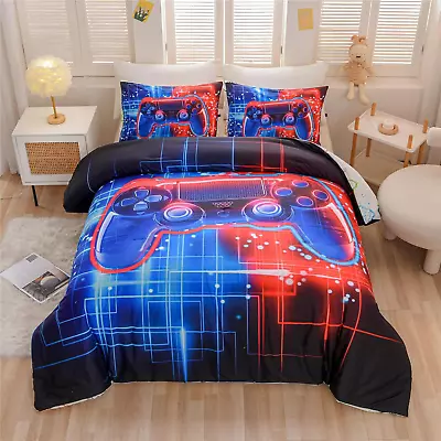 Gamer Gaming Bedding Sets Red-Blue Fluorescence Gamepad Comforter Set For Boys G • $74.51