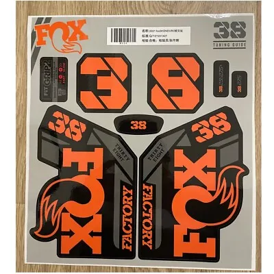 Fork Sticker For 2021 FOX 38 ENDURO MTB Bike Bicycle Decals Bright Orange Gray • $14.99