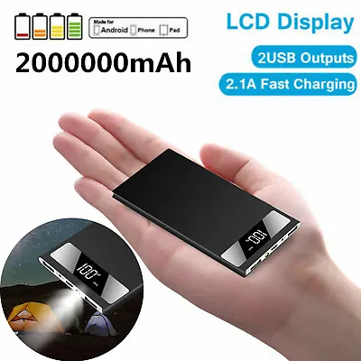 $28.89 • Buy 2022 Slim 2000000mAh Power Bank Charger Battery Pack Portable 2 USB For Phone AU