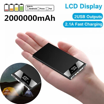 2022 Slim 2000000mAh Power Bank Charger Battery Pack Portable 2 USB For Phone AU • $28.89