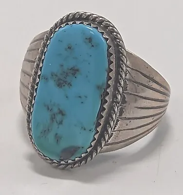 Vintage Turquoise Native American Navajo Men's Ring Sterling Silver Sz 12.25 • $115