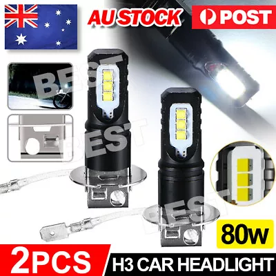 2X NIGHTEYE 2pcs H3 80W 6000K LED Fog Driving Light Bulbs Car Lamp Globes White • $15.95