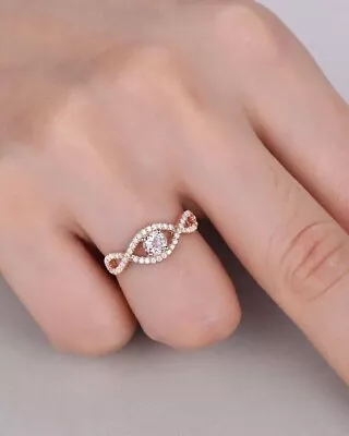 2Ct Round Cut Lab Created Morganite Diamond Wedding Ring 14K Rose Gold Plated • $69.99