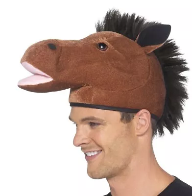 Mens Adult Horse Hat Fancy Dress Pony Hat Brown By Smiffys • £14.99