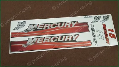 MERCURY Marine 15 HP Outboard Motor Silver Laminated Decals Stickers Kit Boat • $20.90