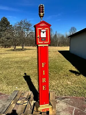 Freshly Restored Vintage Gamewell Fire Alarm Call Box And Pedestal W/Key & Light • $2800