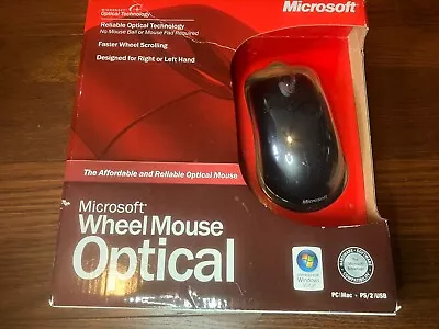 Microsoft Wheel Mouse Optical USB PS/2 3-Button Mouse Black Reliable NIB • $49.99