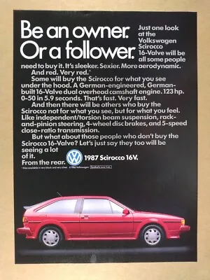 1987 VW Volkswagen Scirocco 16V Vintage Print Ad • $9.99