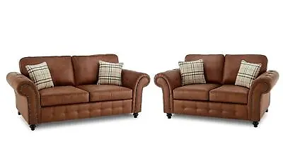 Brand New Oakland Suede Leather Sofa 3 2 Seater Black Brown Suite Set • £479
