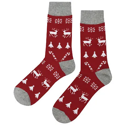 NWT Christmas Sweater Dress Socks Novelty Men 8-12 Red Crazy Fun Sockfly • $8.99