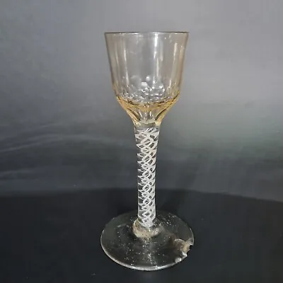 Antique 18th Century Wine Glass Double Series Opaque Twist Stem A/F • £95