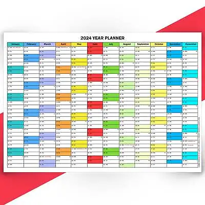 Year Planner Wall Calendar 2024 Calendar GIANT FULL YEAR PLANNER A5 A4 A3 A2 A1 • £3.49