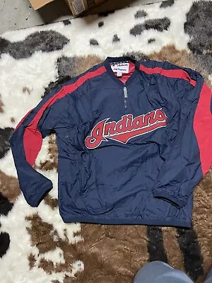 Cleveland Indians (Guardians) Majestic 1/4 Zip Pull Over Jacket Warm Men’s L • $24