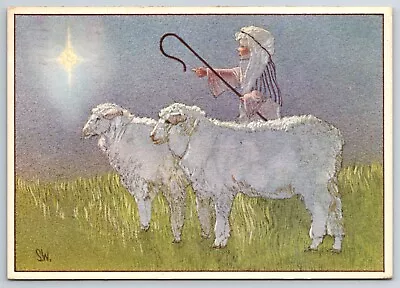 Postcard  Holiday Greetings Shepherd Sheep Christmas Vintage • $3.06