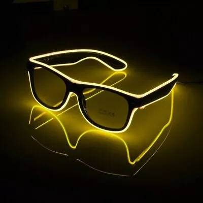 LED Light Up Glow Neon Glasses | Flashing Party Glasses Shades Night Disco Rave • £2.95