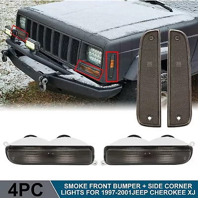 Smoke Corner Lights + Bumper Signal Lights For 1997-2001 Jeep Cherokee XJ • $19.99