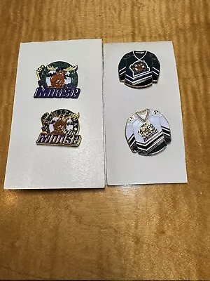 Four Or 4 Ahl Manitoba Moose Hockey Pins; 2 Jersey Pins And 2 Moose Logo Pins • $25.79