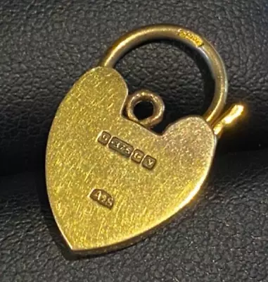 Large 19.5mm Vintage Solid 9CT Gold Love Heart Padlock Clasp • £85