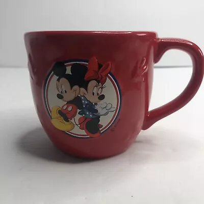 Mickey Mouse And Minnie Mouse 3D Red Soup Coffee Mug Cup 16oz Hallmark Disney ✅ • $11.01