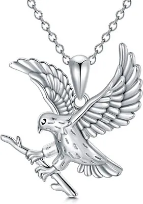 Sterling Silver Hawk Bald Eagle Pendant Necklace Jewelry Gifts For Women Men • £60.92