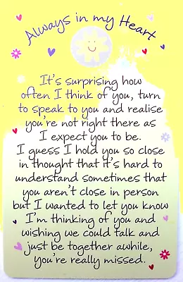 £0.99 • Buy ❤ 'Always In My Heart...' Keepsake Card Sentimental Verse Gift ❤