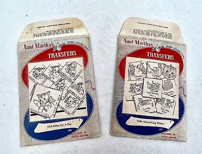 Aunt Martha's 9180 & 3318 Mischievous Kitten Towel Embroidery Transfer Patterns • $5.50