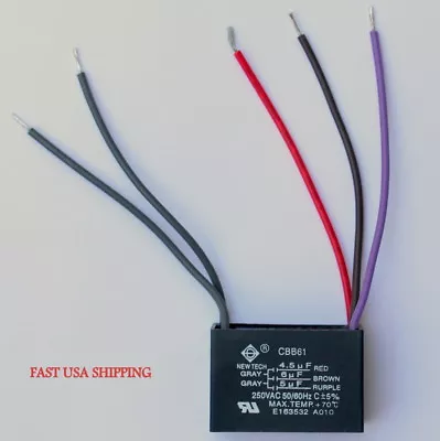 CEILING FAN CAPACITOR CBB61 4.5uf+6uf+5uf 5 WIRE   More Than 350+ Sold • $7.95