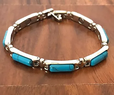 Magnetic Link Turquoise Stone Bracelet Arthritis Pain Relieve Rectangle New • $15.90