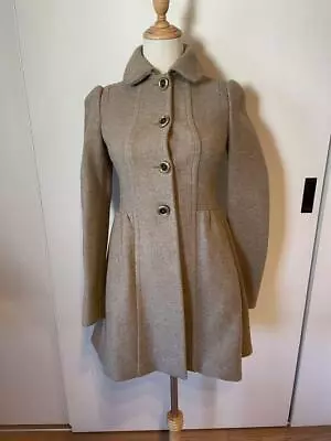 Miu Miu Long Coat Ladies Jacket Beige Middle Woman's Outer Size 36 Used Damage • $138.16