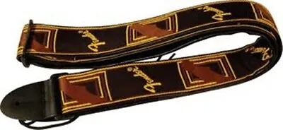 NEW Fender 2  Monogrammed Guitar Strap BLACK/YELLOW/BROWN #099-0681-000 • $15.27