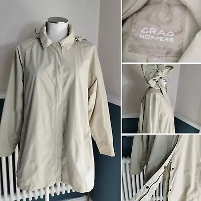 Craghoppers Hooded Waterproof Jacket Womens UK 12 Beige Mac Raincoat • £19.99